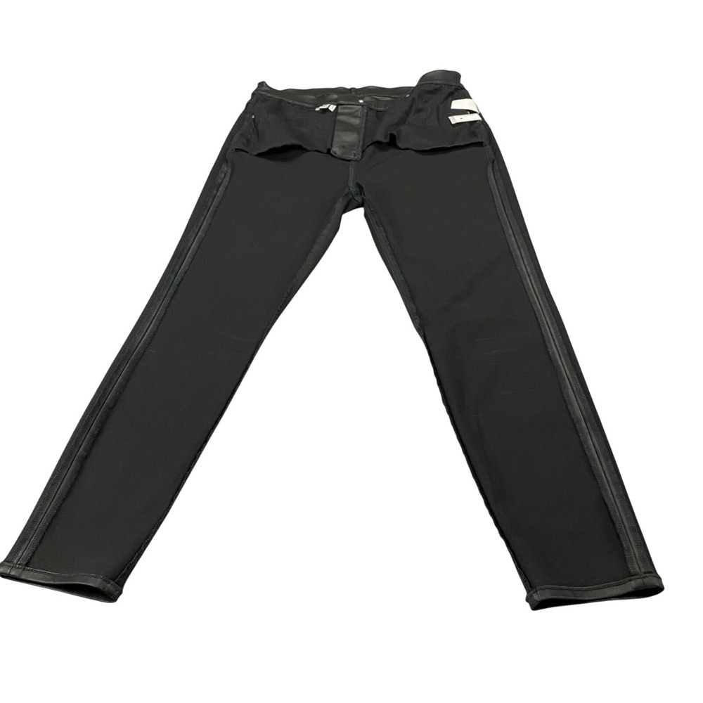 LOFT The Skinny Coated Jeans Black Faux Leather Look Pants Size 30 10 High Rise - Picture 2 of 14